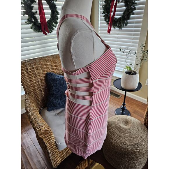 Wow Couture Striped Halter Bandage Dress Women's Size L Bodycon Club wear - Picture 3 of 9